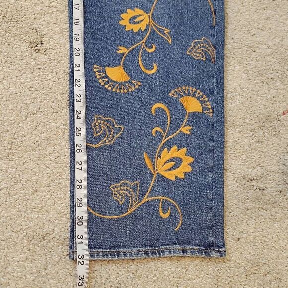 7 FOR ALL MANKIND THE JENNIFER 90S EMBROIDERED BAGGY JEAN SIZE 24 - Picture 8 of 9